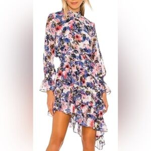 Misa Los Angeles x Revolve Tie Dye Floral Savanna Asymmetrical Hem Dress